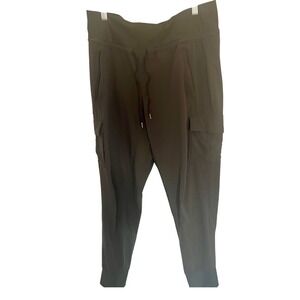 Athleta Sutton Joggers Womens L Olive Green Cargo High Rise, Travel/Lounge Pants